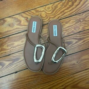 Steve Madden Tan Sandals with Gold Details